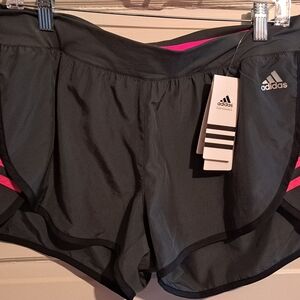 Adidas Women's Athletic Shorts in Black with Pink Accents Size Large NWT